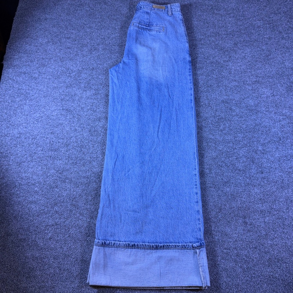 BlankNYC Wide Leg Pleated Cuff Jeans Light Wash 05GA3722 Blue Size 26